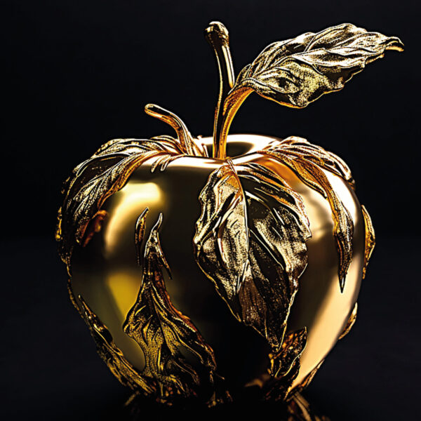 wallart apple gold a shiny apple, wrapped in the lush gold of the sun, shining like a precious jewel on your wall. Our "Apple of Gold" wall decoration captures the essence of luxury and sophistication in a singular, yet enchanting image. With refined brushstrokes and a beautiful play of light and shadow, the apple is depicted as a symbol of opulence and abundance. The golden shimmer brings a sense of warmth and splendor to any room it is placed in, immediately capturing the viewer's attention. The "Apple of Gold" invites contemplation on the value of simple beauty and the richness hidden in the smallest details. It reminds us that true luxury is not always found in materialism, but often in the simple pleasures of life. Place this wall decoration in rooms where beauty and elegance are appreciated, such as the living room, dining room or reception room. Immerse yourself in the timeless splendor of the "Apple of Gold" and be inspired by the brilliance of the everyday, transformed into something extraordinary. wall decor, wall decor, wall art, wall art, canvas prints, modern wall decor, abstract art, landscape prints, home decor, home decor, decorative art.